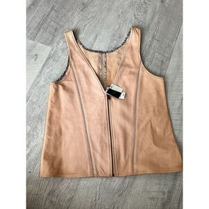 Kelly Wearstler Leather Vest Zipper Peach Size 6 Suede